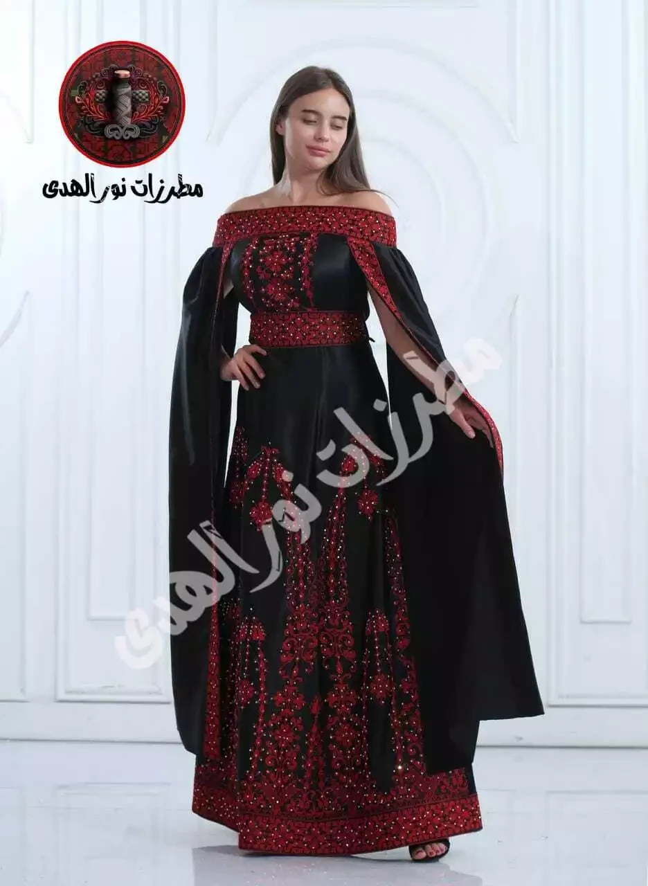 Women Embroidered Dress For Henna Satin TATREEZ Embroidery Thobe Traditional