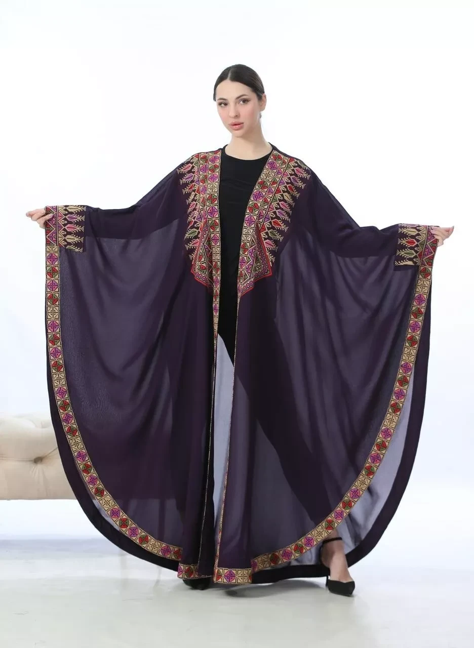 Embroidered Abaya Chiffon For Women Bisht Tatreez Traditional Bisht Embroidery