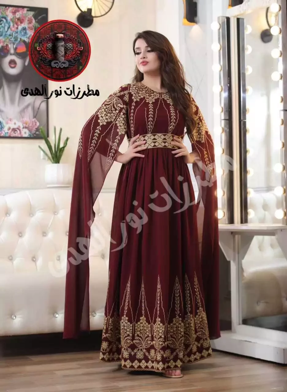 Embroidered Thobe Palestinian Traditional Kaftan Heritage Tatreez Henna Dress