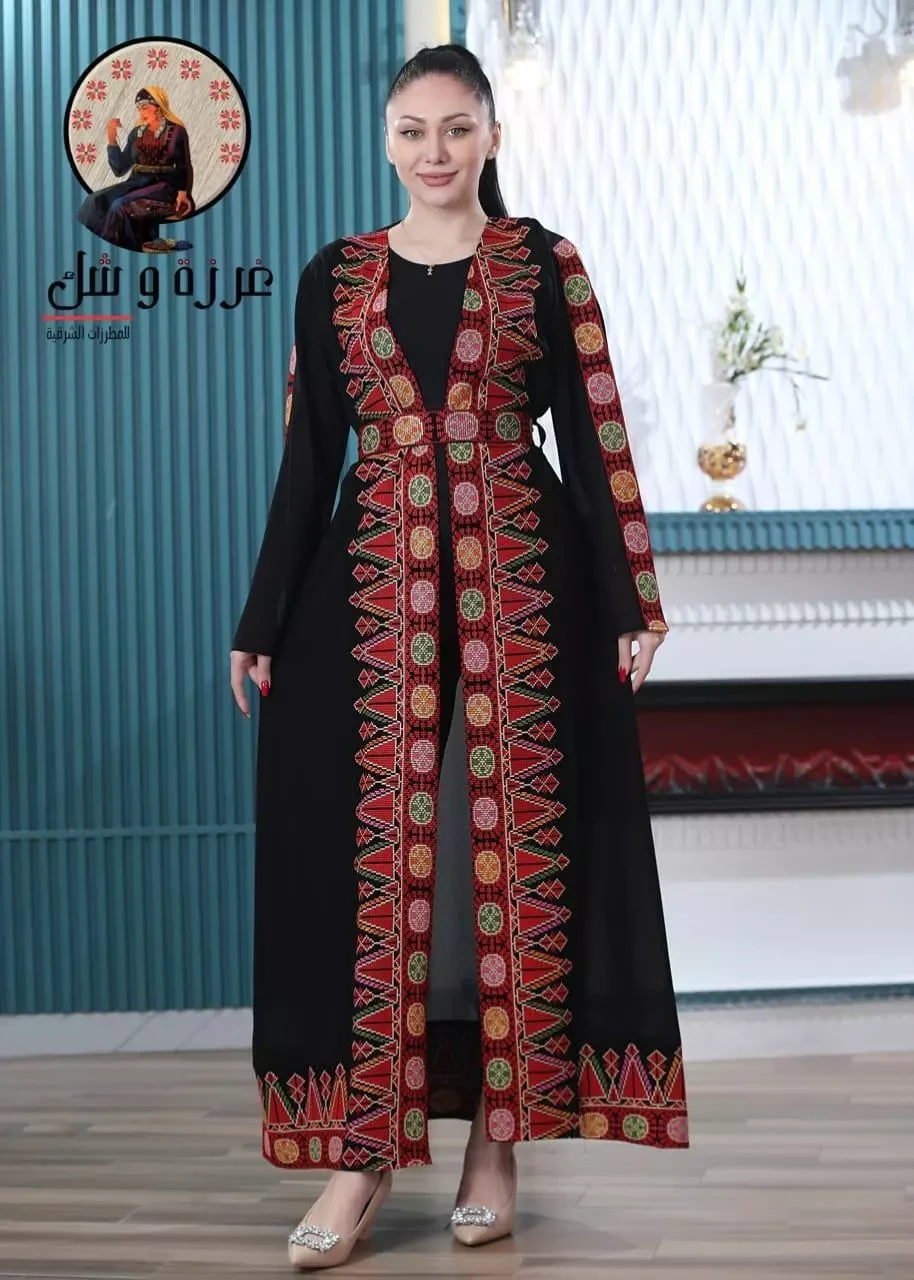 Embroidered Bisht TATREEZ Heritage Chiffon Long Sleeve Palestinian Traditional